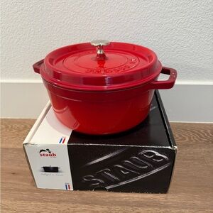 Staub Cherry Red Cast Iron Dutch Oven 4qt